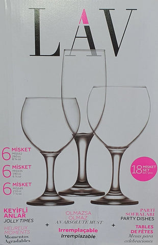 Set 18 pahare Misket pentru vin si sampanie, 190 ml, 260 ml, 210 ml