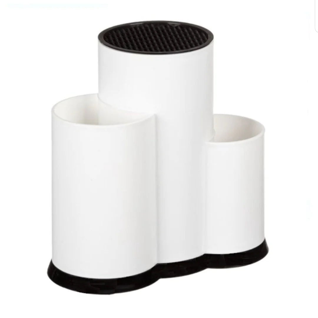 Suport Cutite si Ustensile Bucatarie Plastic Alb 23x12x22 cm