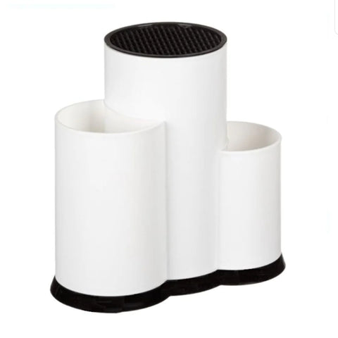 Suport Cutite si Ustensile Bucatarie Plastic Alb 23x12x22 cm
