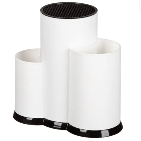 Suport Cutite si Ustensile Bucatarie Plastic Alb 23x12x22 cm
