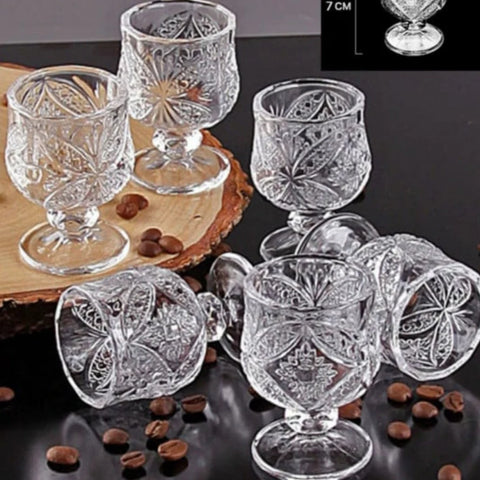 Set 12 pahare cu picior din sticla transparenta 150ml si 50ml
