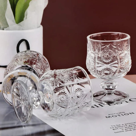 Set 12 pahare cu picior din sticla transparenta 150ml si 50ml