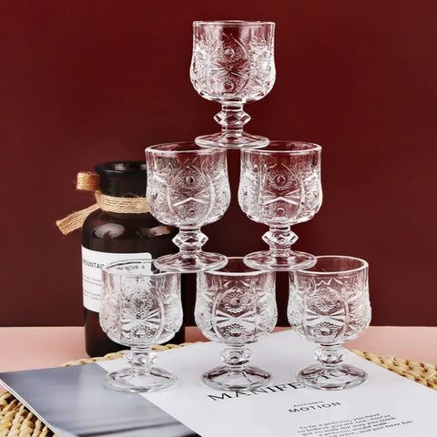 Set 6 pahare cu picior, 50 ml sticla rezistenta