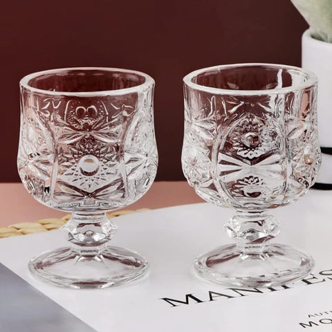 Set 12 pahare cu picior din sticla transparenta 150ml si 50ml