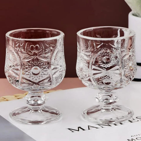Set 6 pahare cu picior din sticla transparenta, 150 ml