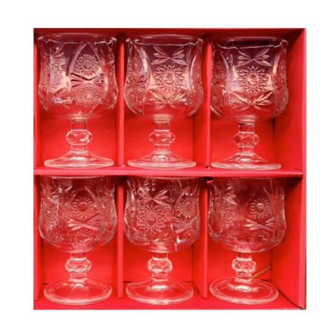 Set 6 pahare cu picior din sticla transparenta, 150 ml
