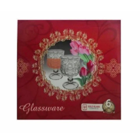 Set 6 pahare cu picior din sticla transparenta, 150 ml