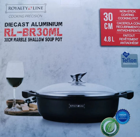 Cratita marmorata joasa cu capac 30 cm 4,8L RL-BR30ML Royalty Line