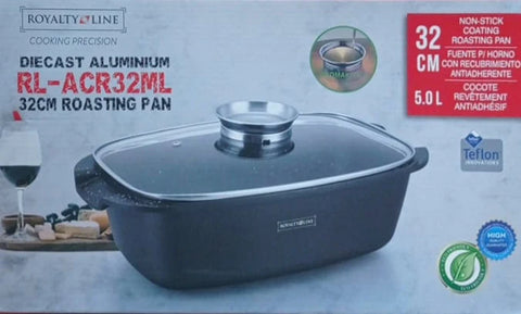 Tava cuptor, plita, Royalty Line RL-ACR32 ML, 32 cm 5L, interior marmura, Teflon