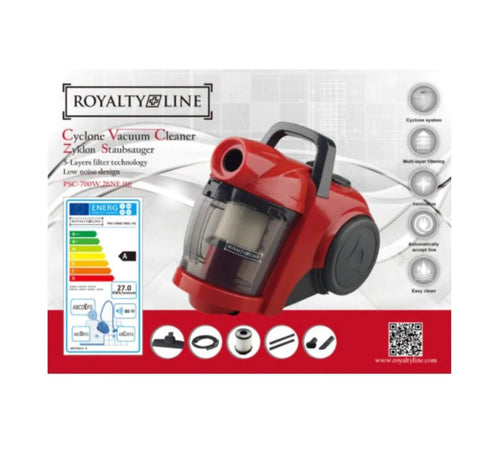Aspirator electric fara sac Royalty Line, RL-PSC700, rosu, system Cyclone, 2L