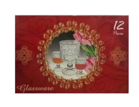 Set 12 pahare cu picior din sticla transparenta 150ml si 50ml