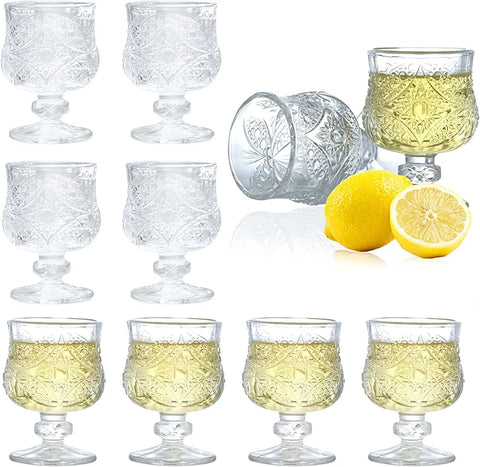 Set 12 pahare cu picior din sticla transparenta 150ml si 50ml