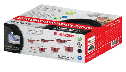 Set cratite marmorate, 14 piese, invelis marmura, Royalty Line, rosu