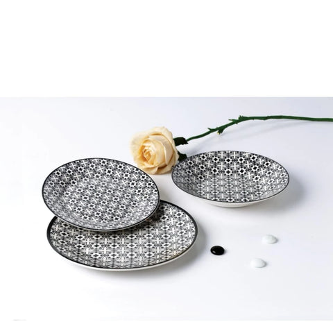 Serviciu de masa Rania, Heinner, 18 piese, ceramica, alb/negru