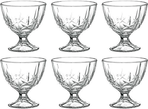 Set 6 cupe inghetata, cu picior, sticla, 300ml