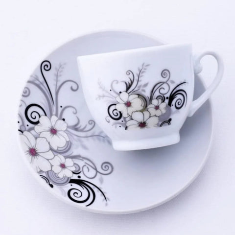 Set 6 cesti de cafea sau ceai MALOOKI, 170 ml, Floral