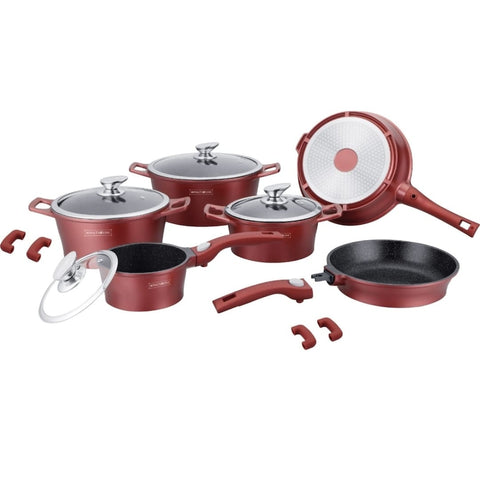 Set cratite 14 piese Royalty Line, Invelis marmura, visiniu