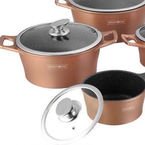 Set cratite 14 piese Royalty Line, Invelis marmura, maroniu deschis