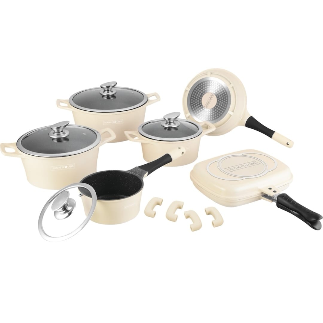 Set cratite marmorate 14 piese invelis marmura, Royalty Line,ES 1015M ,Crem