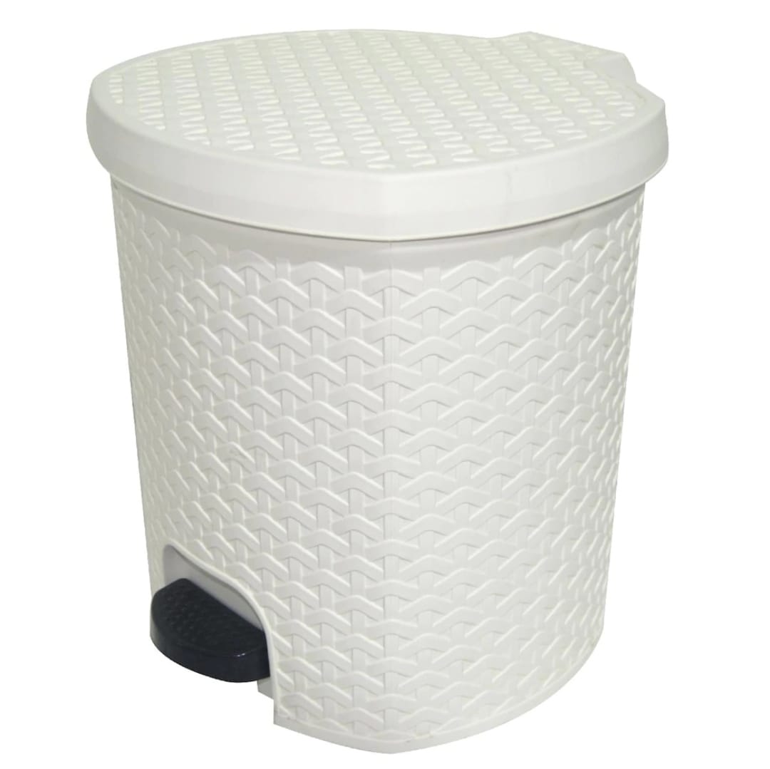 Cos de gunoi cu pedala Ratan alb, 18L