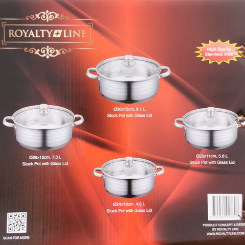 Set 4 cratite inox cu capac Royalty Line RL-SP7