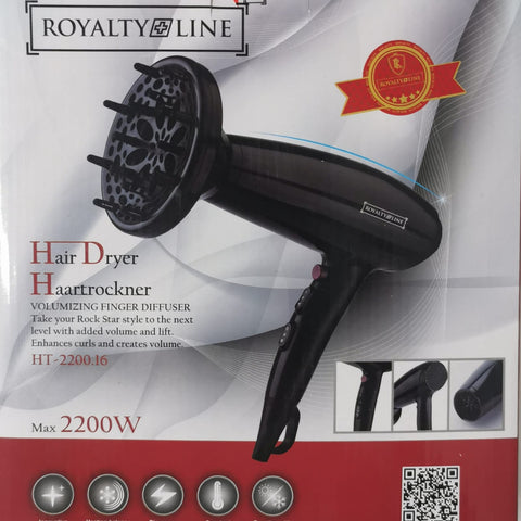 Uscator de par, Royalty Line, 2200W, Negru
