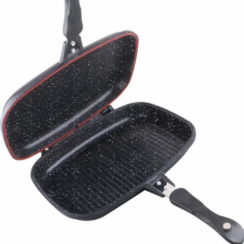 Tigaie antiaderenta dubla Grill aluminiu turnat Heinner, 32x24x7,5 cm, Dark Line, Cooking by Heinner