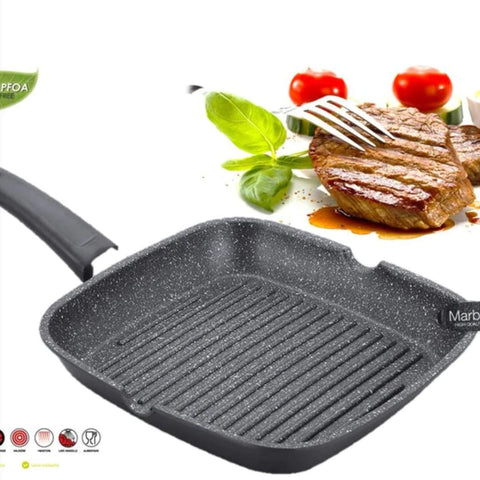 Tigaie Grill Marmorata, 28 cm, Royalty Line, RL-AG28M, culoare negru