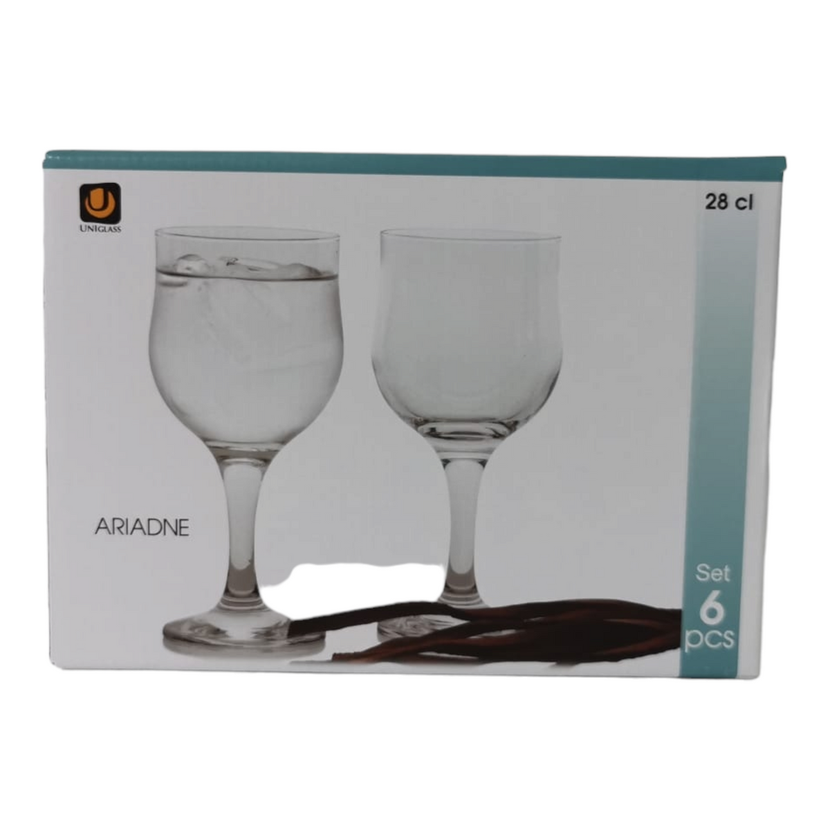 Set 6 Pahare cu picior apa Uniglass Ariadne, 280 ml