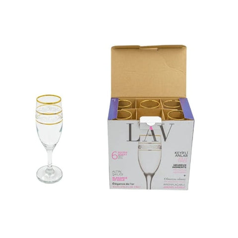 Set 6 pahare Lav gold sampanie, 190 ml