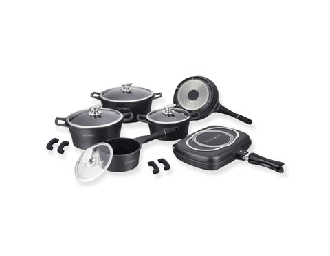 Set cratite 14 piese Royalty Line, invelis marmura, negru