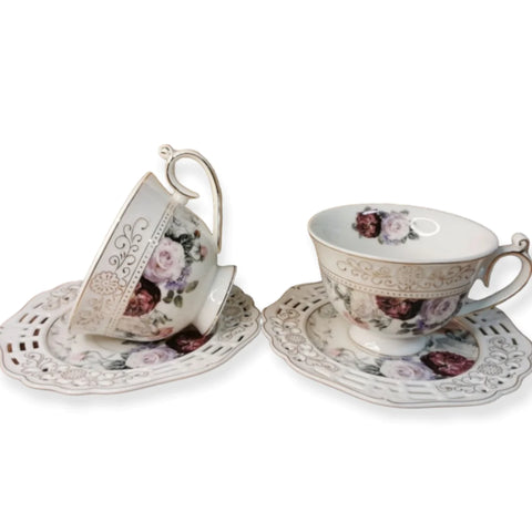 Set cesti pentru cafea sau ceai, Malooki, 2 cesti, 190 ml, model 3