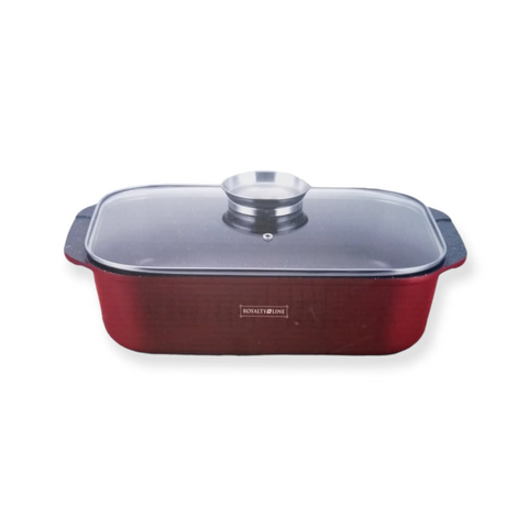 Tava cuptor, plita, Royalty Line RL-ACR34 ML, 34 cm 6.5L, interior marmura,visiniu