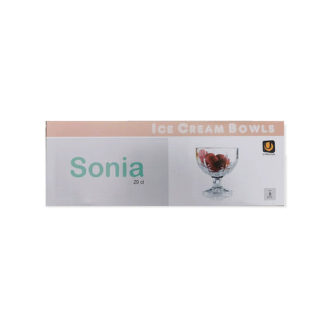 Set 6 cupe inghetata, cu picior, sticla, 300ml