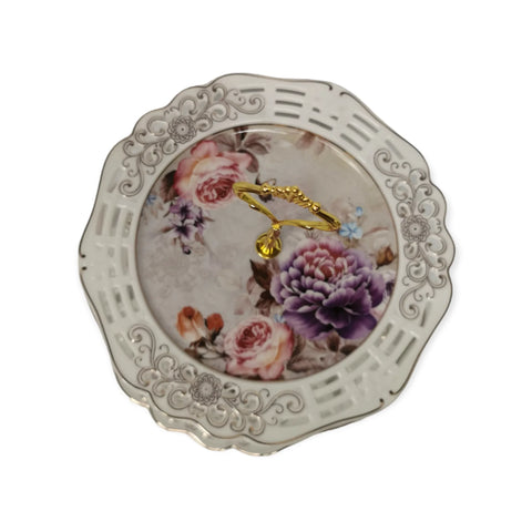 Platou etajat 2 nivele, rotund, model floral, Malooki luxury collection, Peonies G