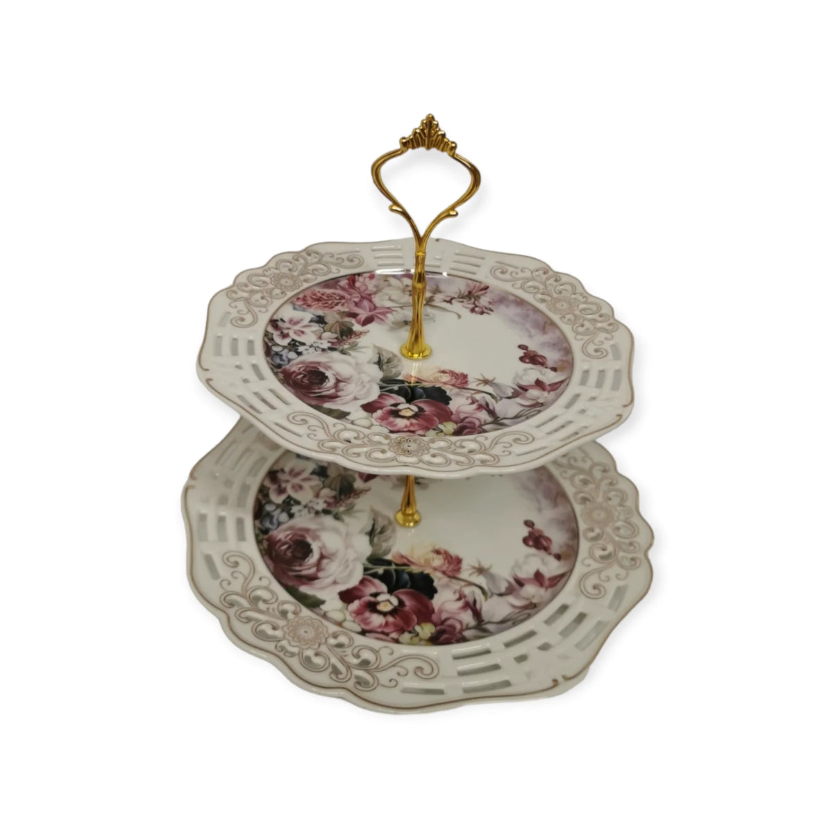 Platou etajat 2 nivele, rotund, model floral, Malooki