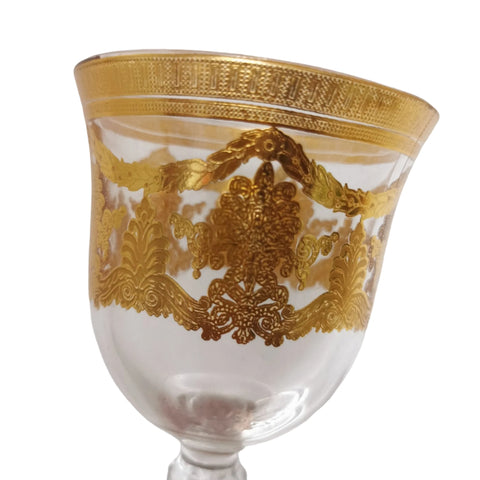 Set 6 pahare cu picior deluxe glassware imprimeu auriu