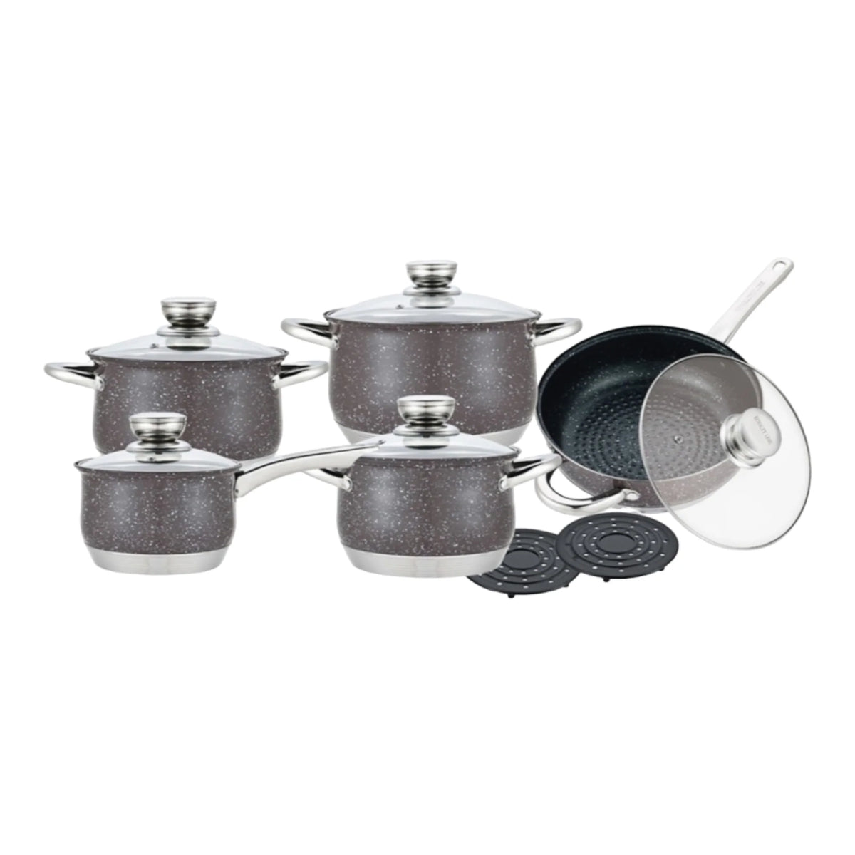Set cratite Royalty line 12 piese, Otel inoxidabil, brown