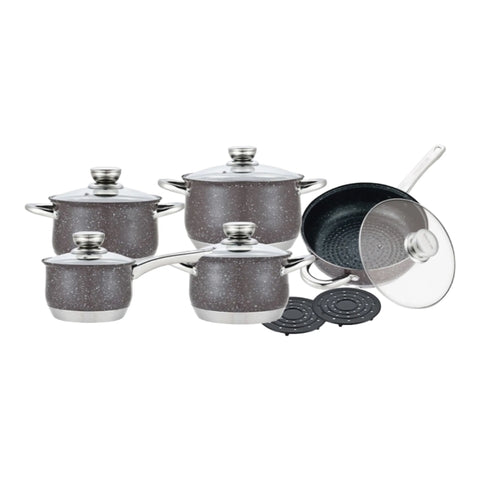 Set cratite Royalty line 12 piese, Otel inoxidabil, brown