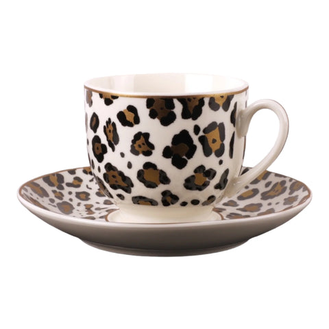 Set 6 cesti cu farfurii, 180 ml Malooki Luxury Collection 4423,model leopard