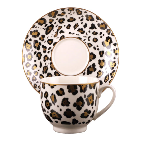 Set 6 cesti cu farfurii, 180 ml Malooki Luxury Collection 4423,model leopard