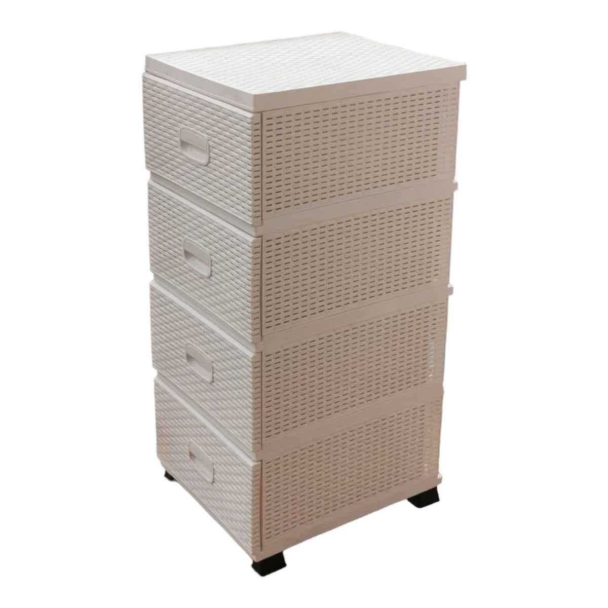 Dulap din plastic pentru depozitare, cu 4 sertare, Ratan, Alb , 38x45x90 cm
