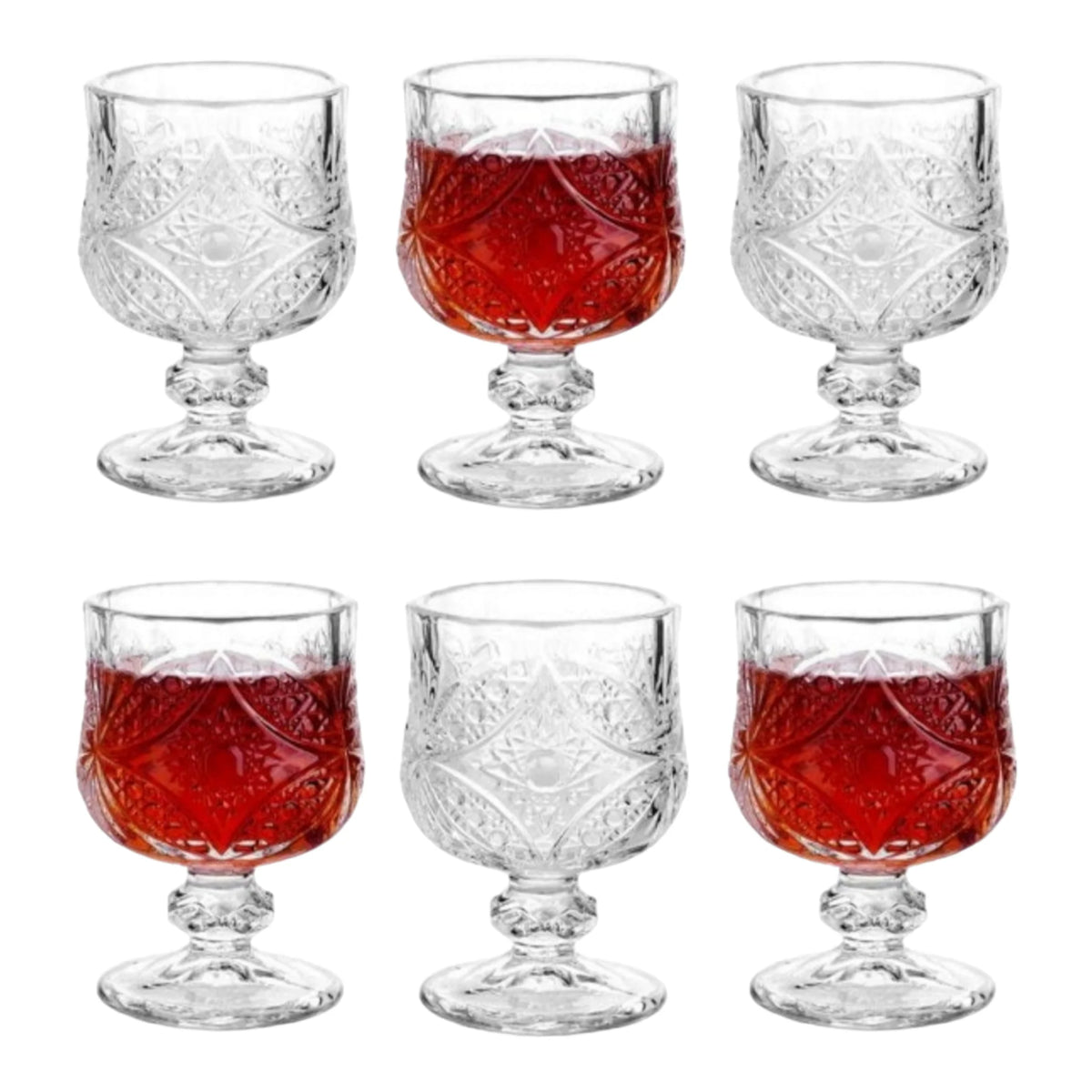 Set 6 pahare cu picior din sticla transparenta, 150 ml
