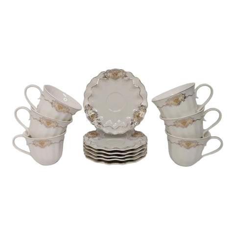 Set 6 cesti cu 6 farfurioare, 180 ml, malooki luxury collection 4410