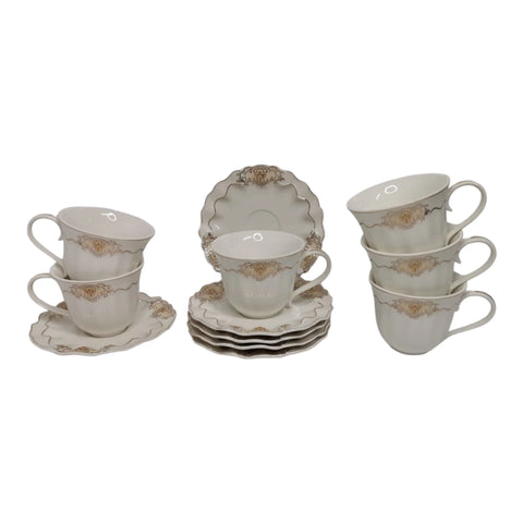 Set 6 cesti cu 6 farfurioare, 180 ml, malooki luxury collection 4410