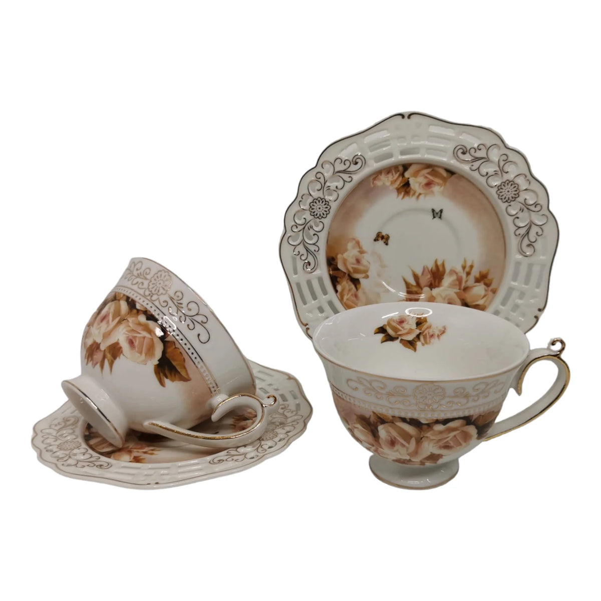 Set 2 cesti pentru cafea sau ceai cu farfurioare, Malooki Luxury Collection 7509-2