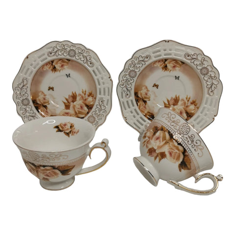 Set 2 cesti pentru cafea sau ceai cu farfurioare, Malooki Luxury Collection 7509-2