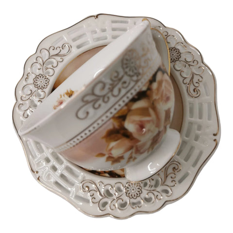 Set 2 cesti pentru cafea sau ceai cu farfurioare, Malooki Luxury Collection 7509-2