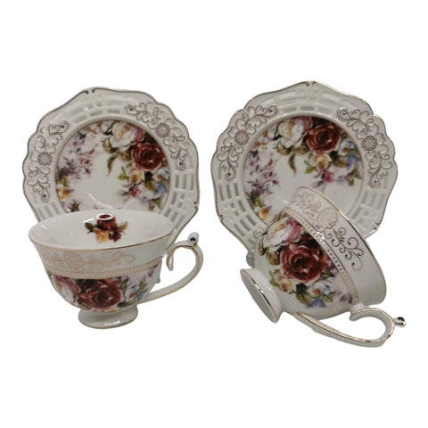 Set 2 cesti pentru cafea sau ceai cu farfurioare, Malooki Luxury Collection 7509-2