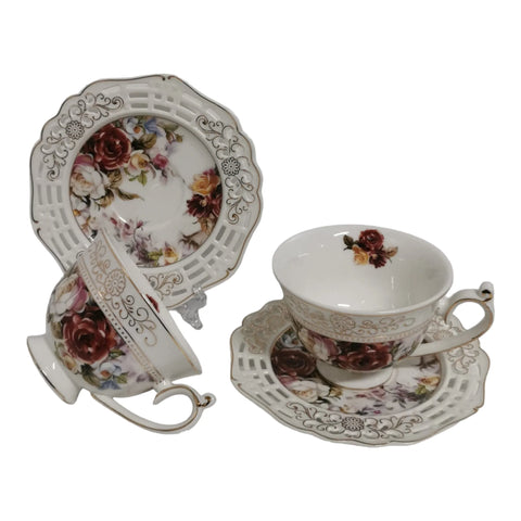 Set 2 cesti pentru cafea sau ceai cu farfurioare, Malooki Luxury Collection 7509-2
